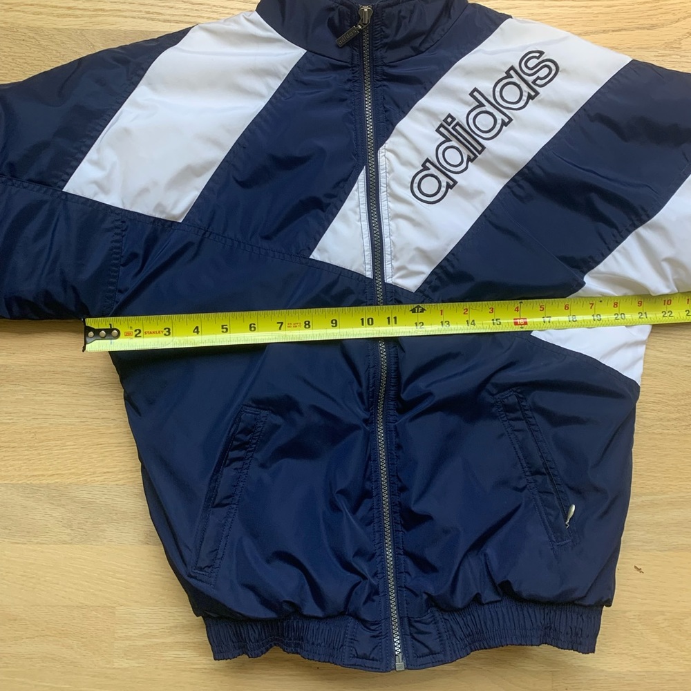vintage 90’s Adidas bomber jacket coat blue white sz Large / Medium mens - Picture 2 of 12